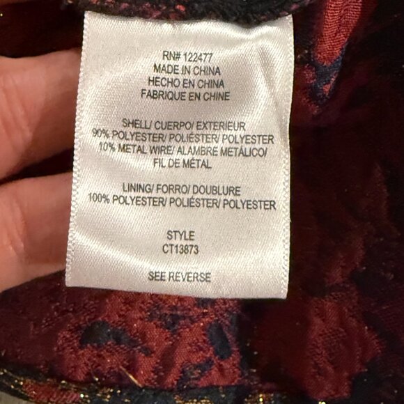 NSR Women Metallic Jacquard Strapless Peplum Top In Black/Red Large - Picture 4 of 6